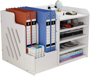 White Desktop Organizer, Multipurpose Desk Document